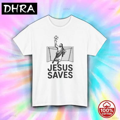 Jesus Saves Shirt Funny Soccer Goalie Christian Tee S5XL Religious Humor Gift Featuring Trendy Gothic T Shirts Y2K Cotton