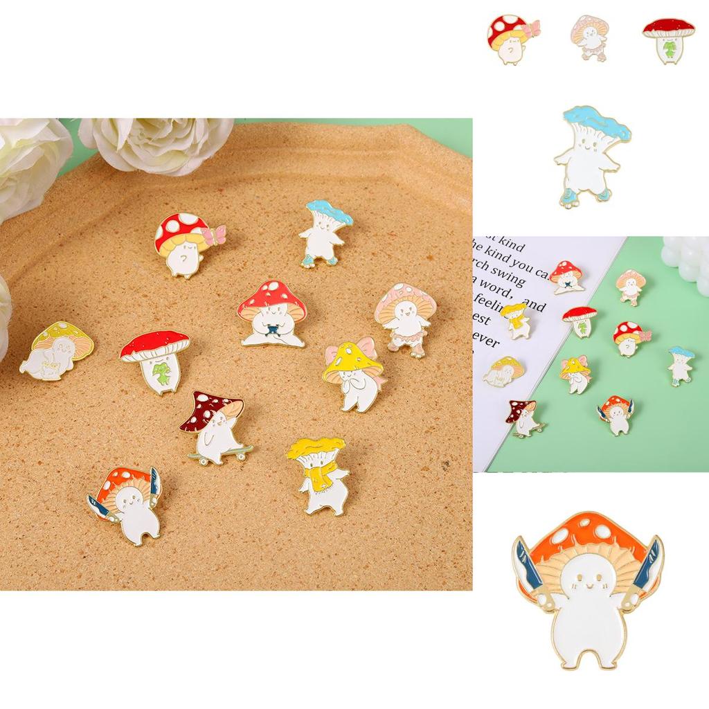 Adorable Mushroom Brooch Cute Metal Badge Fashion Accessory For Clothing And Bags