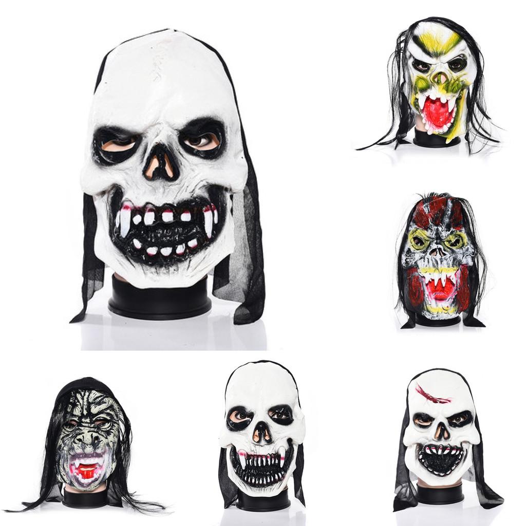 Horror Skeleton Ghost Mask Headwear Halloween Masquerade Costume Latex Props