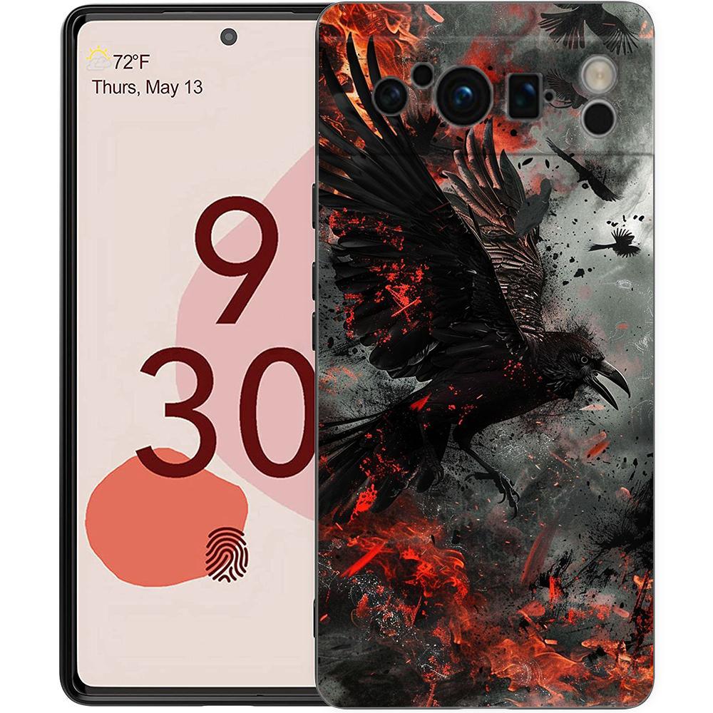 Phone Case Cover for Google Pixel 10 9 8 7 6 7A 6A Pro Shockproof Soft TPU 10 9 Pro XL Shell Capas Fundas Black Raven Coque Bags
