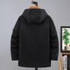 2025 Winter Extra Large Men's Japanese-Style Hooded Cotton Workwear Jacket - Trendy Mid-Length Casual Coat, Plus Size, Warm.