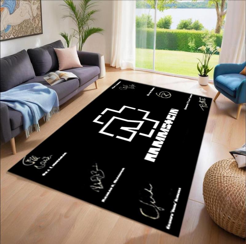 1Pc Rammstein Theme Printed Rectangle Carpet, Home Door Mat, Outdoor Travel Protection Carpet A2