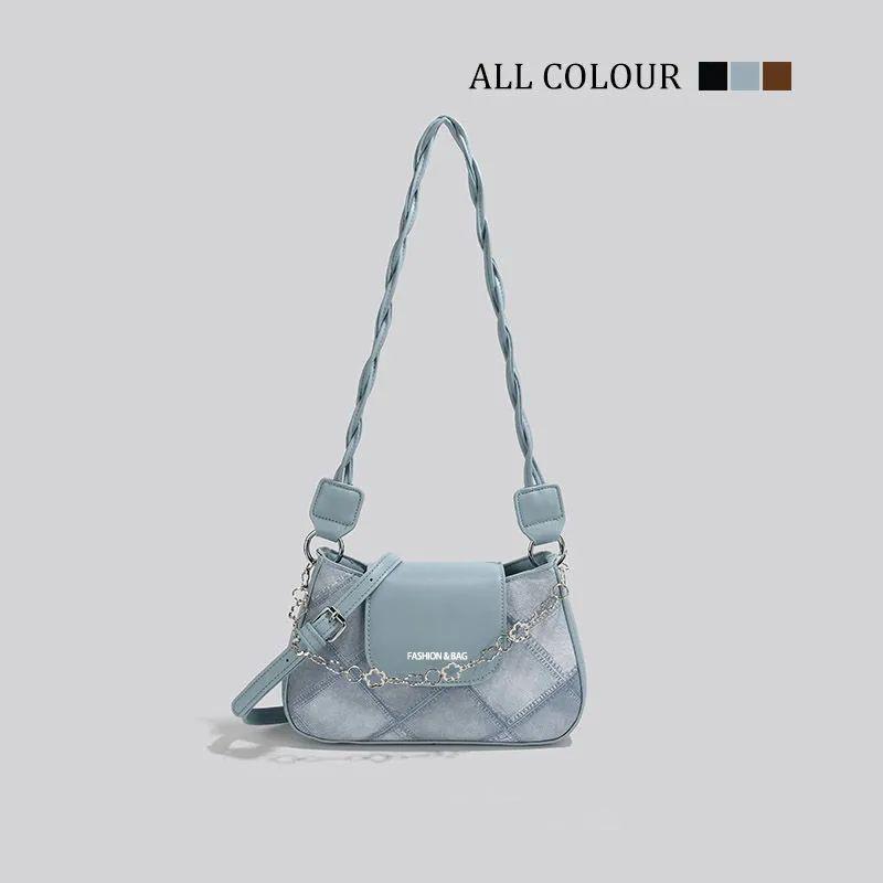 

2025 new niche design armpit bag high-end texture bag women s fashion trend shoulder messenger bag синий