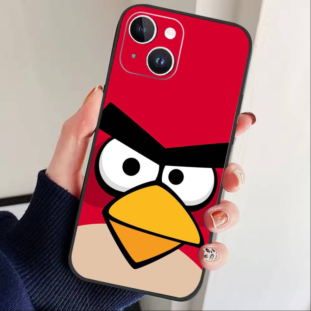 T-Angry Birds Phone Case For iPhone17,16,15,14,13,12 Plus,Max Soft Silicone Black Cover iPhone16plus