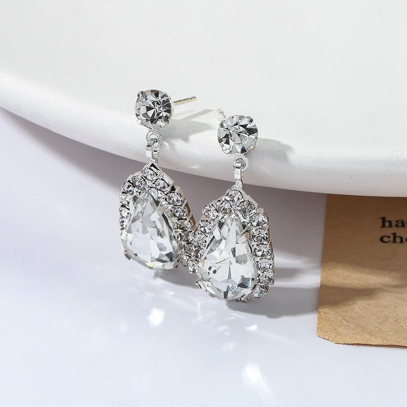 Elegant Water Drop Rhinestone Crystal Zirconia Stud Earrings