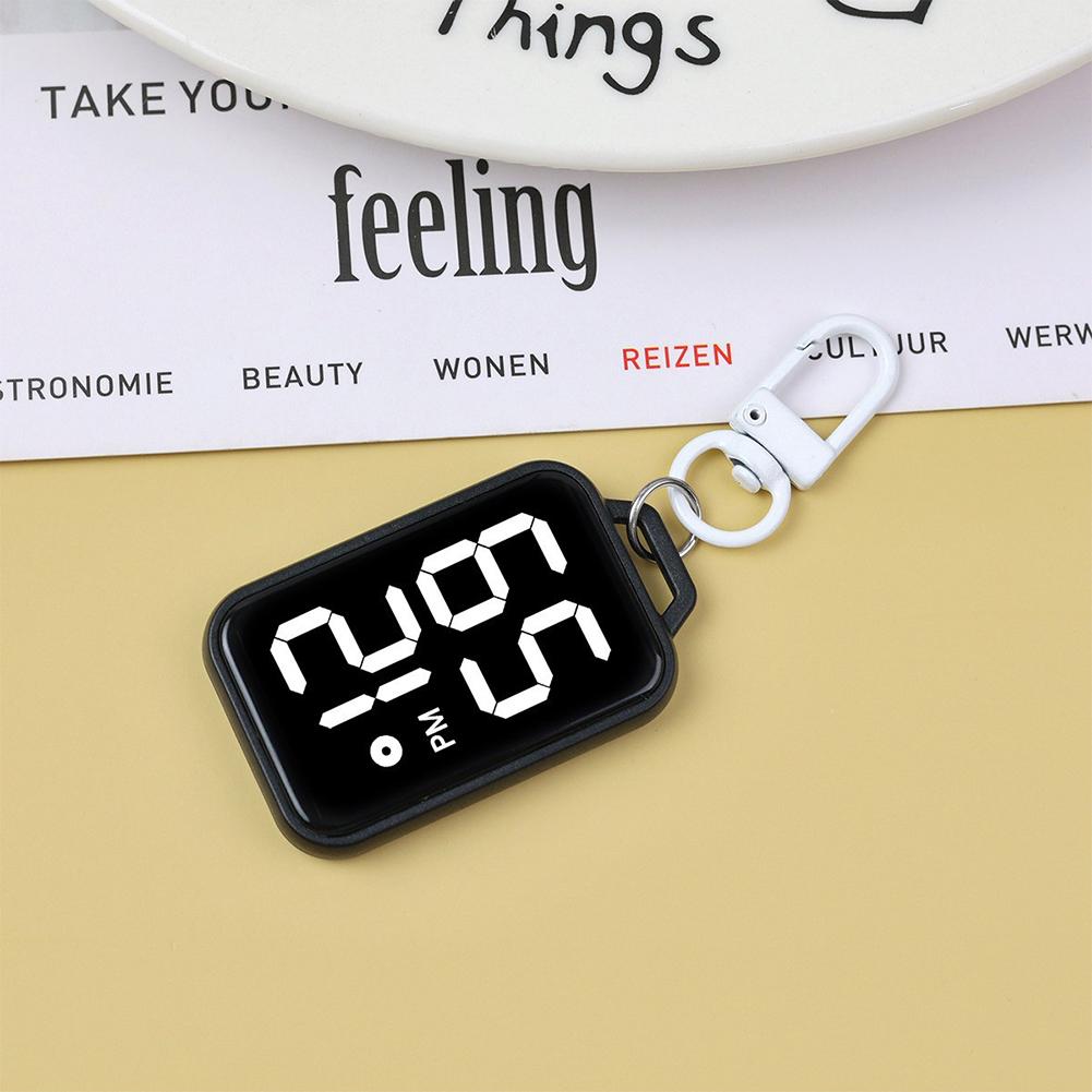 Square LED Keychain Pendant Mini Watch Cartoon Digital Wall Watch Electronic Watch Student Kid Present