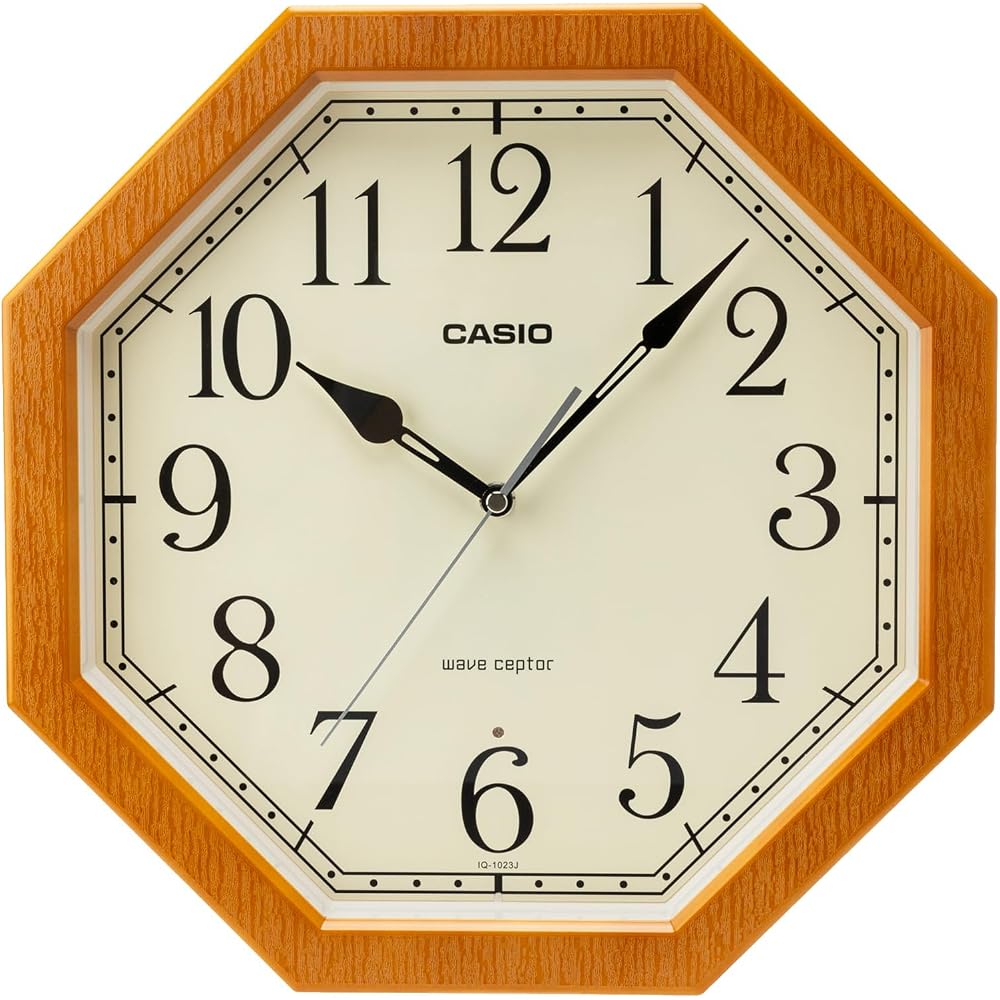 CASIO Wall Clock, Radio-Controlled, Wood Grain Finish, Step Second Hand, Nighttime Second Hand Stop, Light Brown, Suitable for Japanese-style Rooms, I