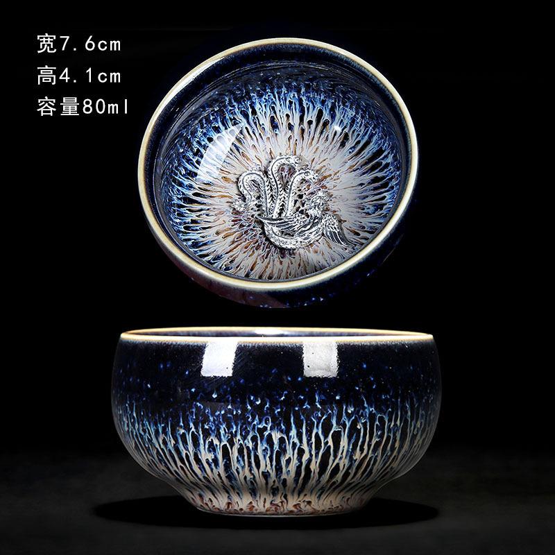 Colorful Tenmokus Tea Cup Fancy Jianzhan Ceramic Teacup Petal Shaped Chinese Style Small Tea Bowl teaware cup