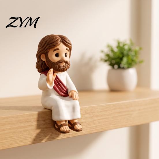 Handcrafted Resin Home Decor Cute Praying Jesus Figurine, Blessing Character Desktop Statue, Special Gifts for Further Education Religious Collectible