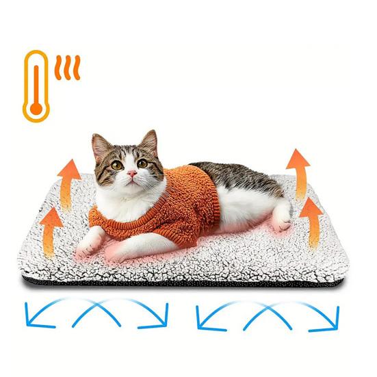 Self Heating Cat Pad Thermal Pet Mat Bed with Non-Slip Base Non-Electric Cat Warmer Pad with Removable Washable Cover for Dogs Cats Couch Floor Use