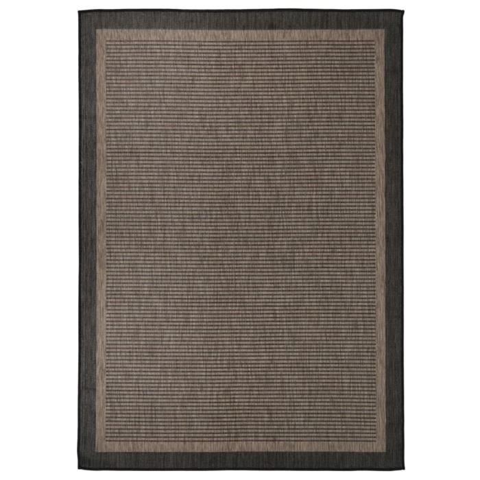 VidaXL Outdoor Flatweave Rug 140x200 Cm Dark Brown