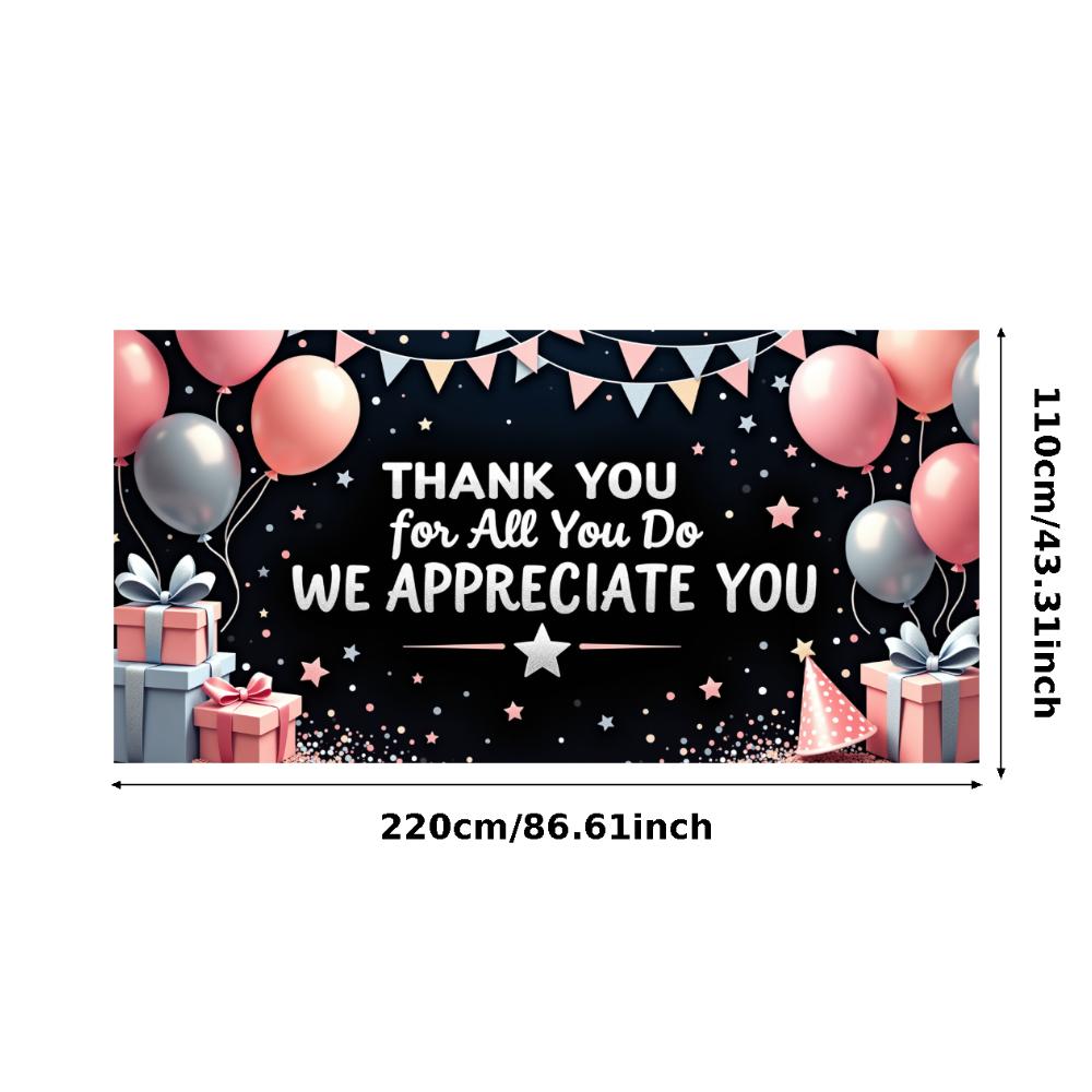 

Ribbon Design Banner Decor Thank You Banner Gratitude Sign for Team Party Holiday Party Office Decoration