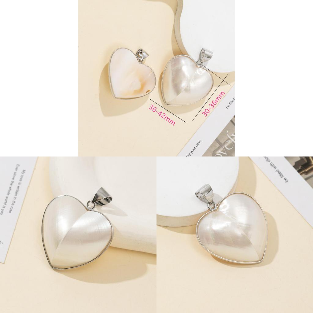 Shell Heart Pendant Necklace With Beaded Edge Handmade Jewelry For Women