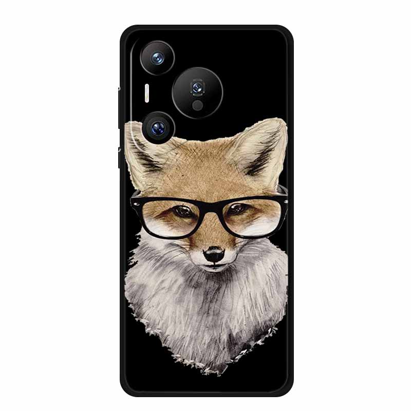 Black Silicone Case For Huawei Pura 70 Pro Case Cartoon Cat Soft Back Cover For Honor 400 Pro 5G Phone Case 400Pro Coque Funda