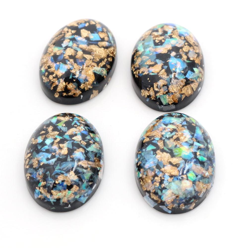 18x25mm 10pcs/Lot New Fashion Mix Color Built-in metal foil Flat back Resin Cabochons Cameo