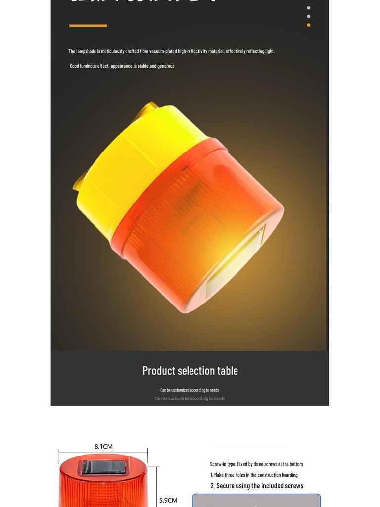 Solar-Powered Strobe Light with Magnetic Base for Construction and Traffic Safety