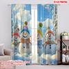 Set Of 2 Flat Printing Merry Christmas Popular Drapes Winter Snowman Family Versatile Durable Polyester Without Curtain