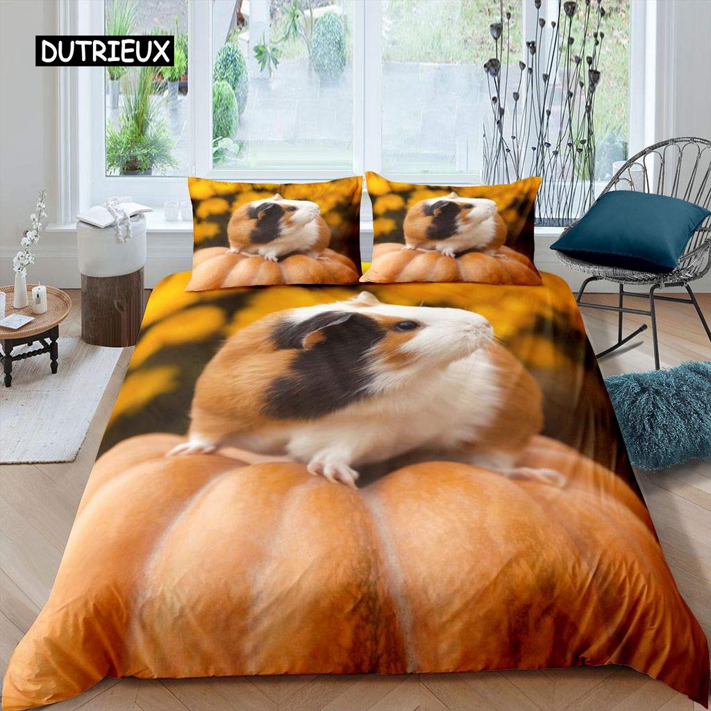 Marsvin Påslakanset Sött Marsvinsmönster Sängklädesset Djur Täcke Överdrag för Pojkar Flickor Trädgård Natur Polyester Sängklädesset