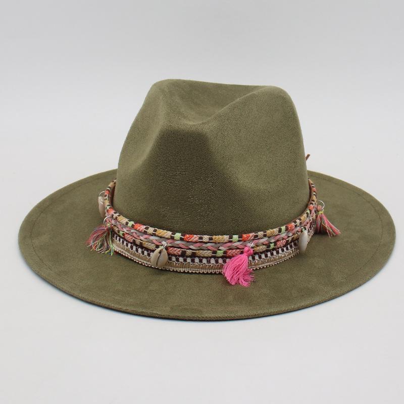 Premium Ethnic Style Fringed Accessories Cross-Border Amazon Cowboy Hat Suede Western Prairie Top Hat Jazz Hat