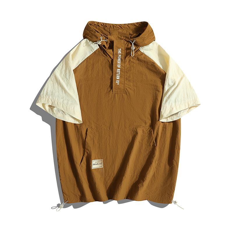 T-shirt d'été à capuche à manches courtes pour garçons, grand, ample, en soie glacée, séchage rapide, demi-manches, T Plus Fat, haut de grande taille