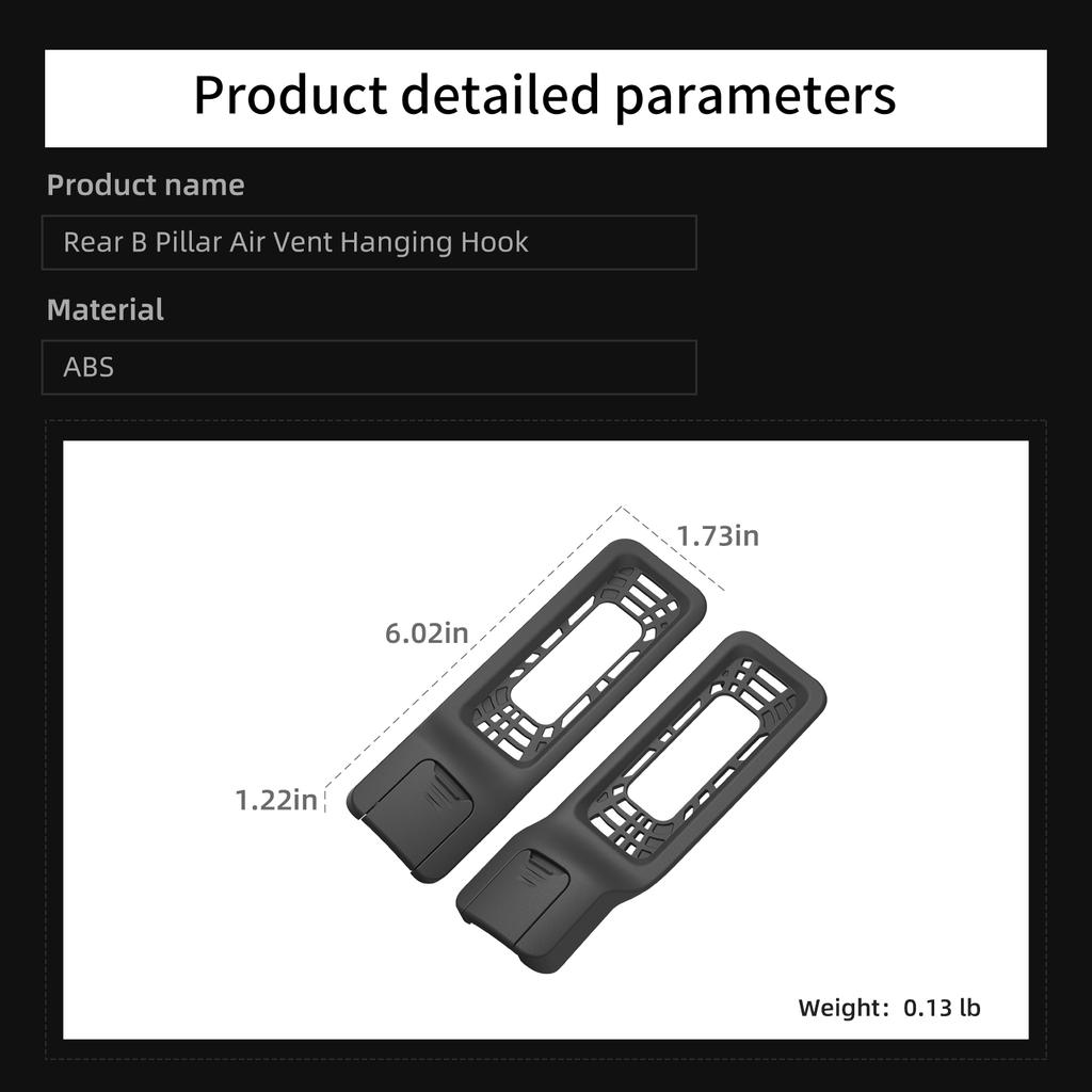 Smabee for Tesla Model YL 2025 2026 Rear B Pillar Air Vent Hanging Hook ABS Organizer Bag Hanger Storage Accessories 2pcs