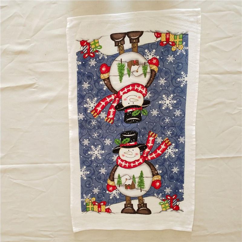 1Pc Christmas Series Printed Cotton Tea Towel Kitchen Dishcloth Cleaning Tool Xmas Party Decor Gift