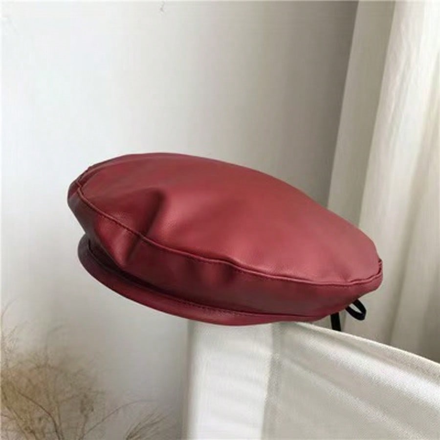 

1pc Women s Beret Hat, Black Flat Top Beret Hat For Women, Versatile PU Painter Cap, Pumpkin Hat, Autumn/Winter Black Beret Hat
