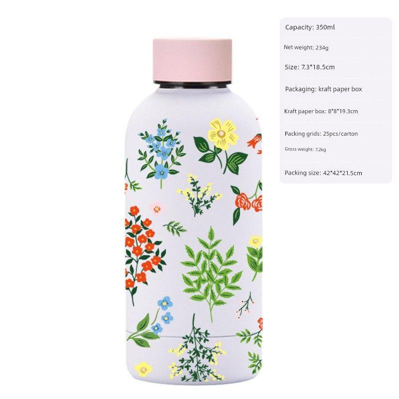 New Large-Capacity Thermos Cup, Portable Outdoor Sports Water Cup, Printed Water Cup with Handle, Portable Sports Water Bottle Set 350ml Dot Cup