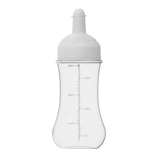 

Squeeze Condiment Bottle with Measuring Markings 1/5 Nozzles Drizzle Bottle for Ketchup Salad Dressing Sauce 350ml Easy Fill Kitchen Dispenser 1Holes