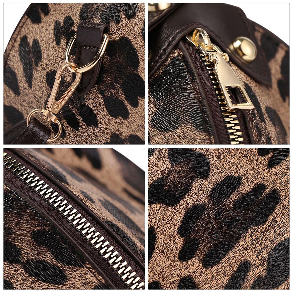 Casual Leopard Print Messenger Bag Large Capacity Multifunctional Dumpling Shape Wallet Pu Leather Handbag Women