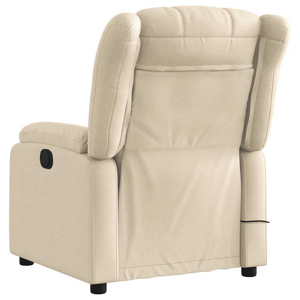 Vidaxl Reclining Massage Armchair, Cream, Fabric Upholstered