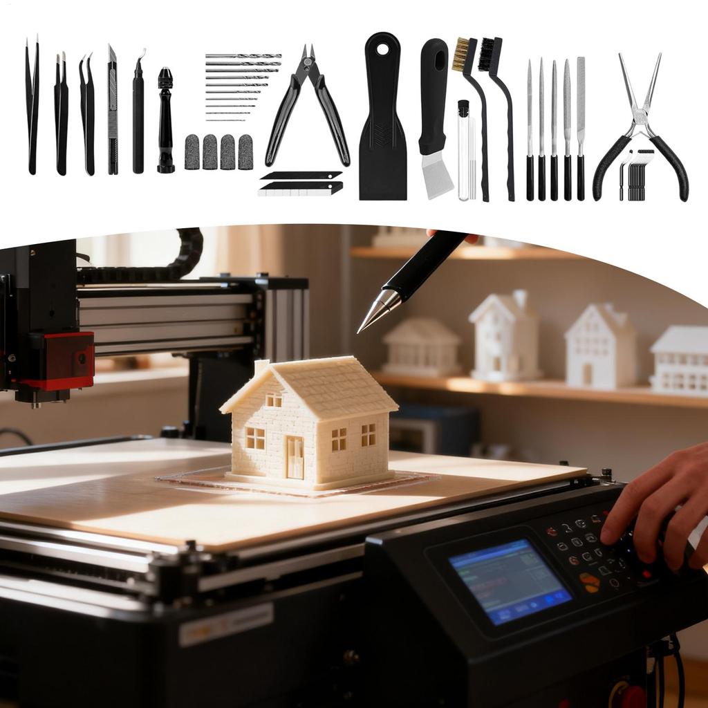 62pcs 3D Printer Tool Kit Trimming Knife Scraper Pliers Deburring Kit Post-Processing Supplies Complete Drilling Deburring Tool