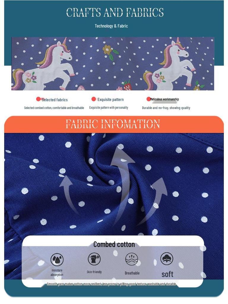 Unicorn Princess Short Sleeve Cotton Dress for Girls - Summer Wear