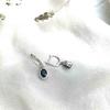 Genuine Natural Blue Sapphire Oval Halo Dangle Drop Silver Earrings  For MOM