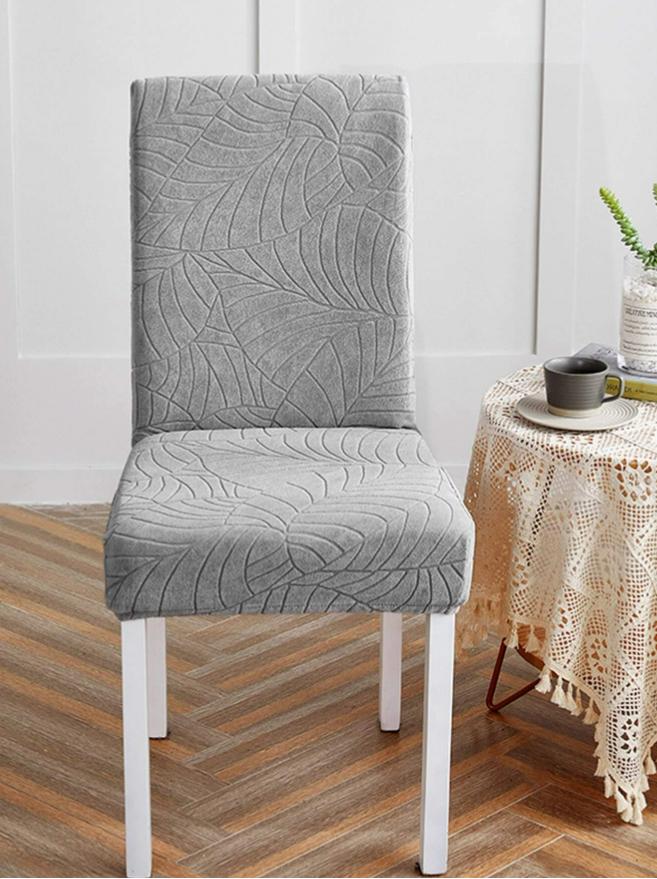 Light Gray Velvet Jacquard Patterned Elastic Chair Cover [21Zd]