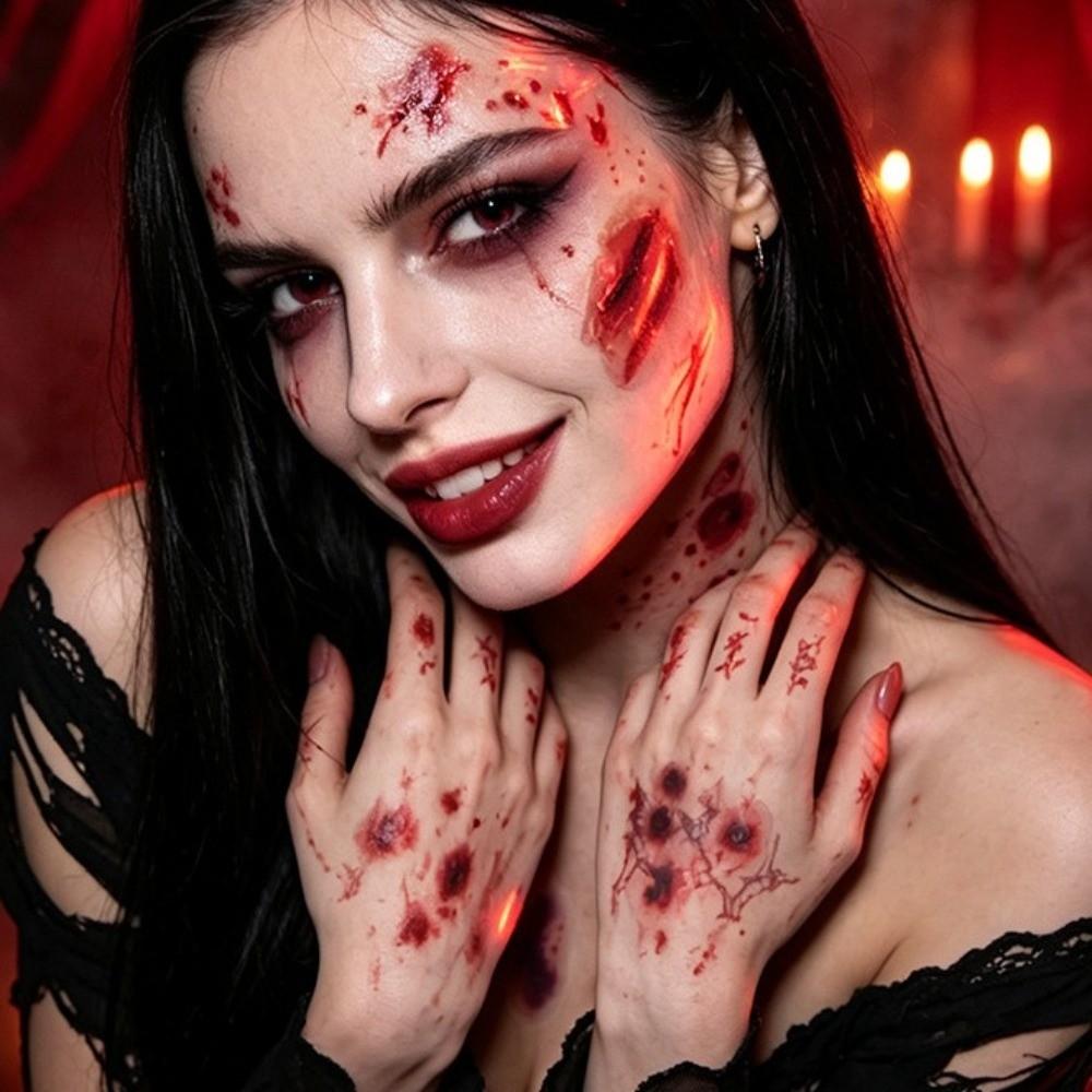 Waterproof Halloween Tattoo Stickers Zombie Cosplay Body Art Scar Decals  Haunted House