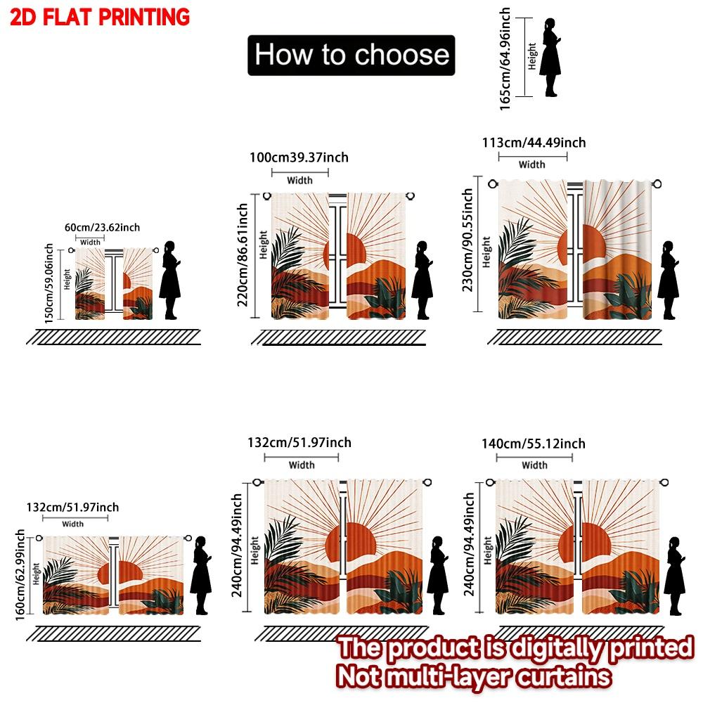 Set Of 2 Flat Printing Happy Valentine Day Curtain Mountain Sunrise Creativity Digital Printed Polyester Drapes Family Made