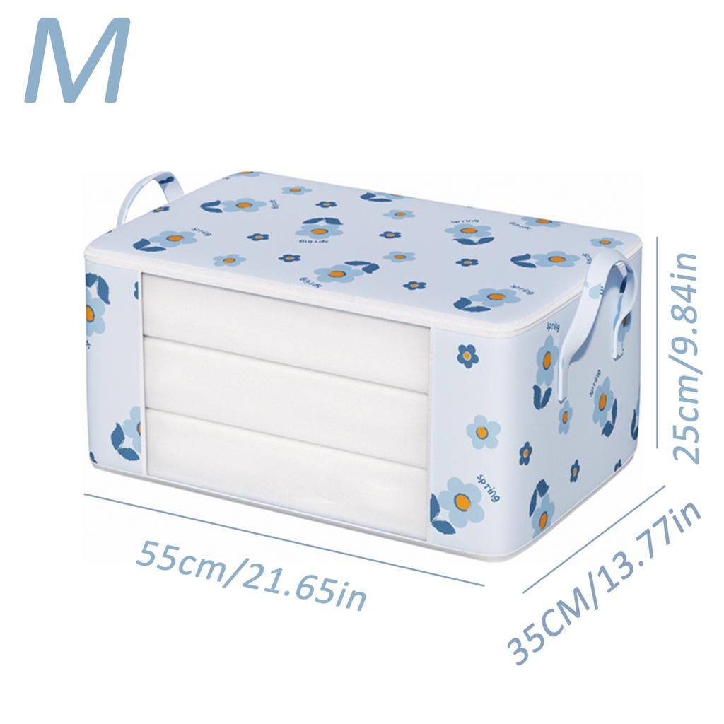 New Flower Visible Quilt Storage Bag With Reinforced Handle For Blanket Comforters Bed Sheets Pillows Toy Dustproof Closet Under-Bed Storage Organizer