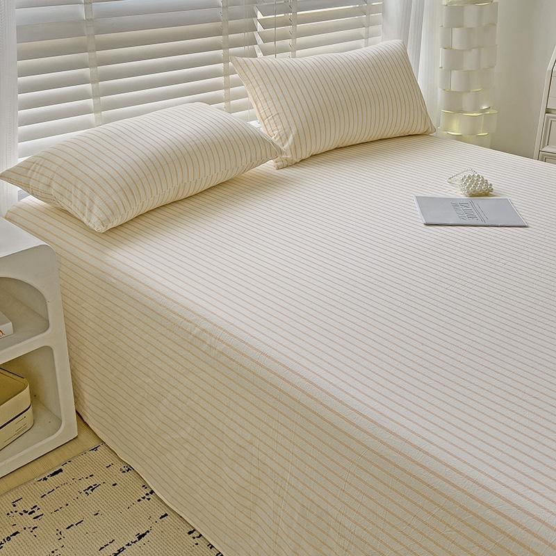 Minimalist Striped Thick Solid Bed Sheet For Single Double Household & Student Dormitory Bed