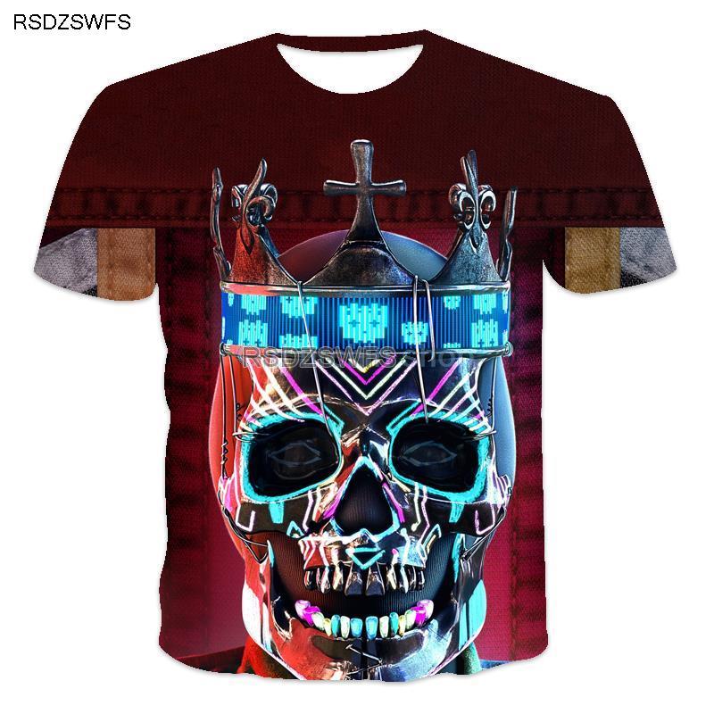 Skull 3D Printed T-shirt with Horror Figure Men's Casual Oversized Short-sleeved Streetwear