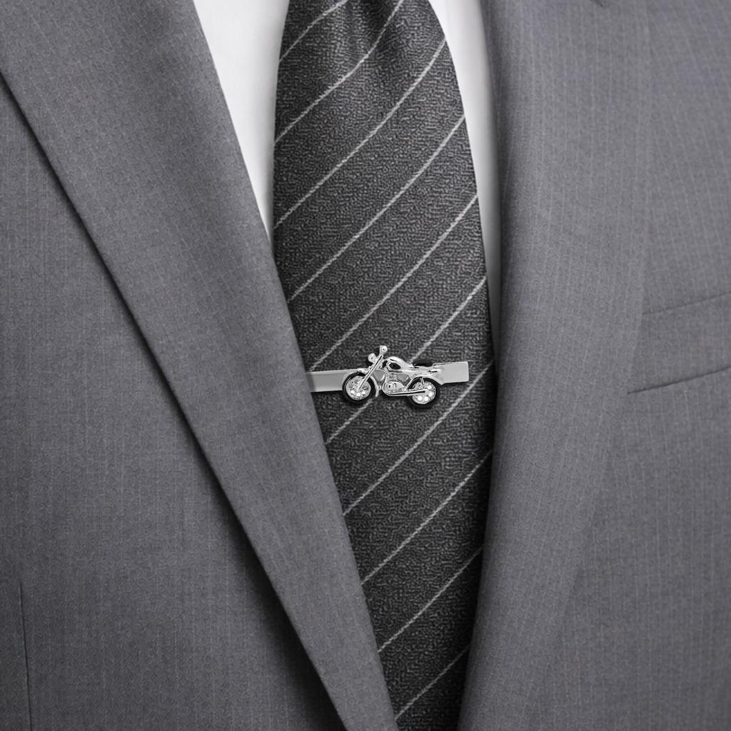 Silver Motorcycle Tie ClipTie Bar Tie Pin N02631