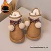 Four Seasons Girls' Velvet Snow Boots with Fur Ball Bows and Non-slip Sole.