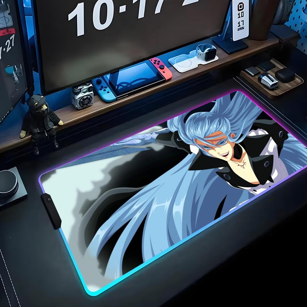 esdeath Mouse Pad RGB Gaming Mousepad Big LED Pad PC Desk Mat Luminous Mouse Pad Large Keyboard Mats Table Rug With Backlit