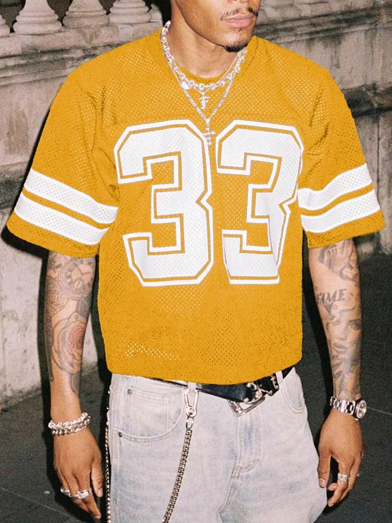 Hot Sell Summer Men's Mesh Sports Jersey T-Shirt Round Neck Loose Fashionable Street Wear Hip-Hop Style Short Sleeved Casual Top