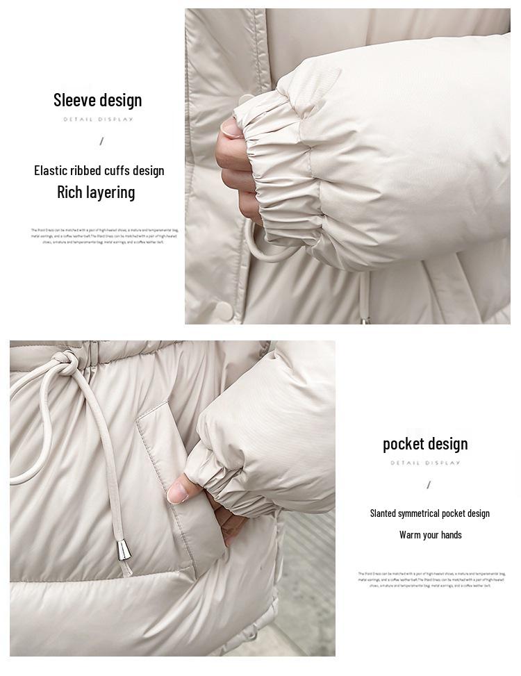 Korean Style Mid-Length Hooded Down Jacket for Women