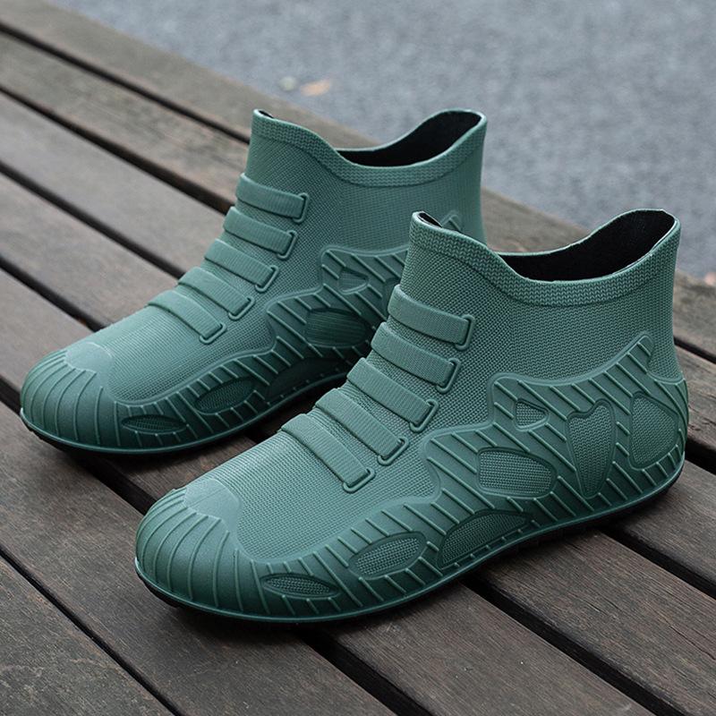 New Men's Rain Shoes Fashionable Outer Wear Waterproof Shoes Wear-resistant Non-slip Water Boots Men's Short Rubber Shoes Rain Boots