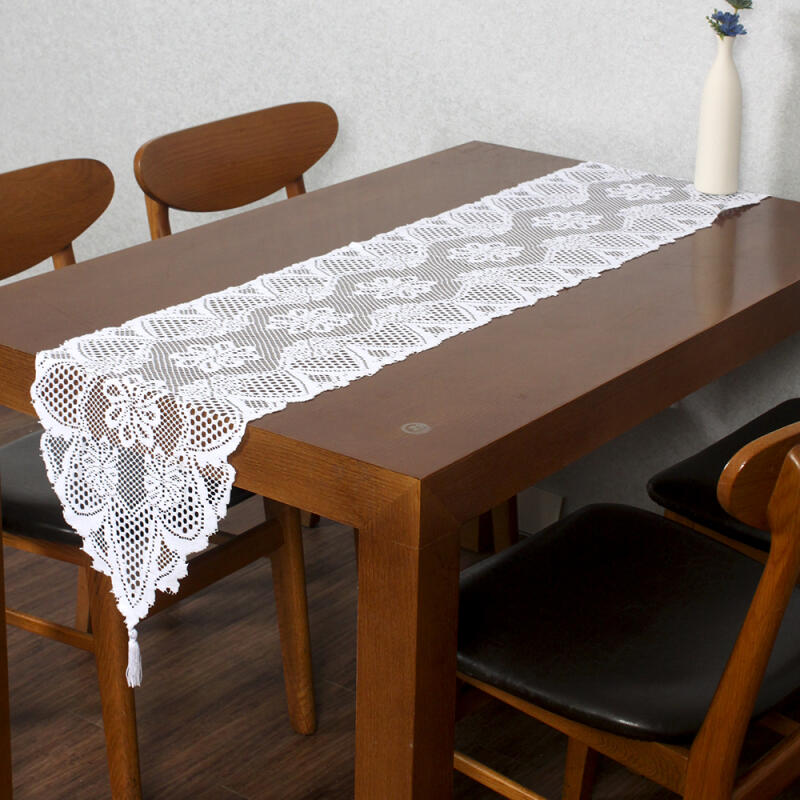 

French Lace Table Runner (33x183cm/White)