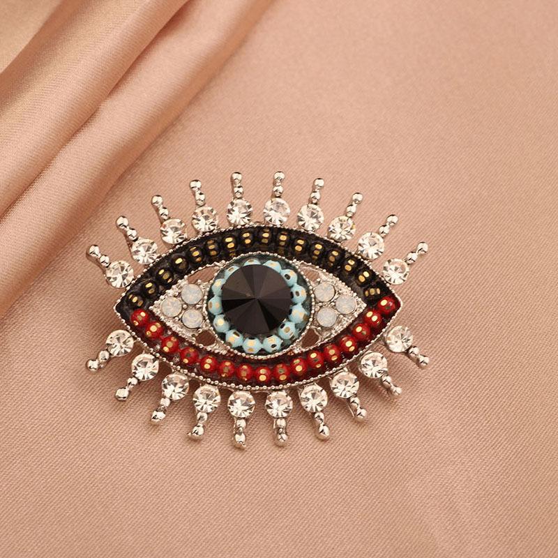 

Винтажная брошь со стразами «Злые глаза» для женской одежды, костюма, булавки, ювелирные изделия, подарок серебряный