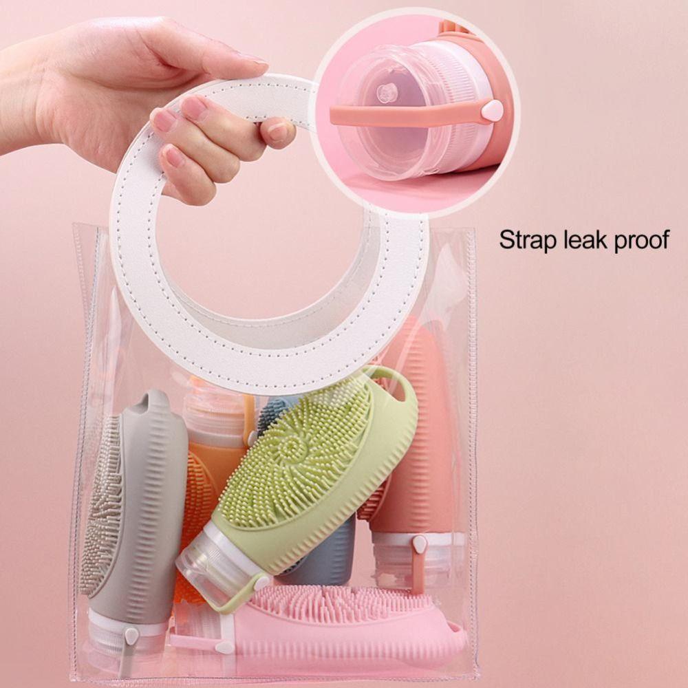 2 in 1 Travel Refillable Bottles Silicone Toiletry Containers Portable Shower Brush Bottle