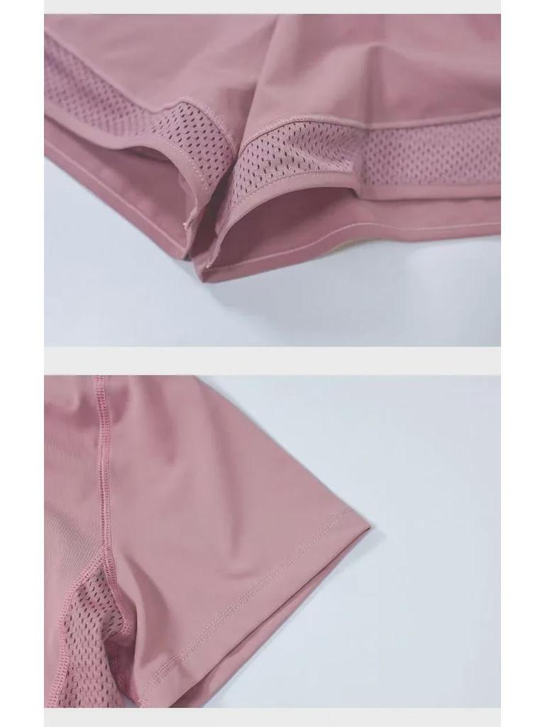 Women's Breathable Summer Yoga and Running Set: Loose Fit, Quick-Drying Shorts with Short Sleeves.